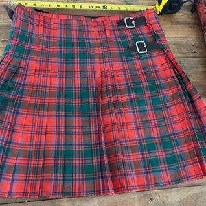 Men's red plaid wool Kilt lg/xl